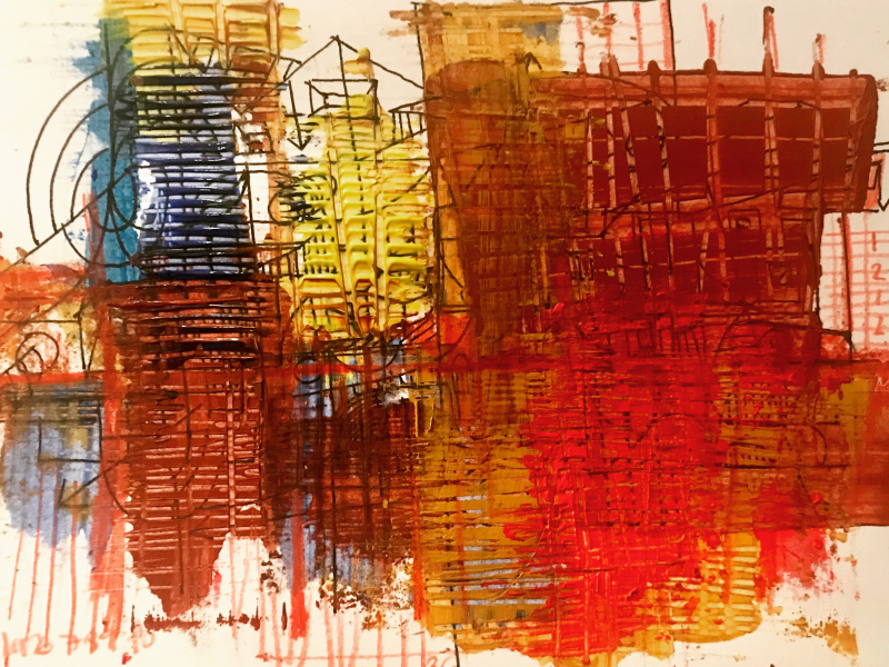 Endlessly city, 2018 | Mixed media on paper 190 g/m2 | 14x21.6cm