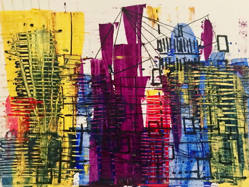 Sunblinded view | Mixed media on paper | 14x21.6cm | 2019