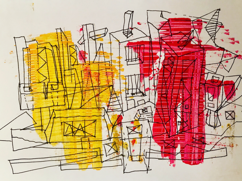 The backyard | Acrylic and ink on paper | 14x21.6cm | 2018