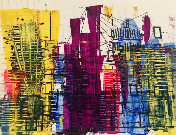 Sunblinded view | Mixed media on paper | 14x21.6cm | 2019