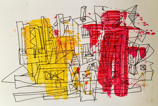 The backyard | Acrylic and ink on paper | 14x21.6cm | 2018
